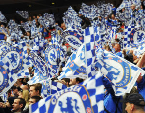 Blue and White Chelsea FC flags
