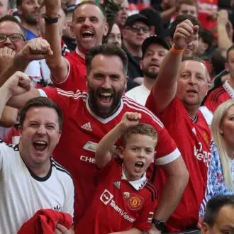 Manchester United fans celebrating