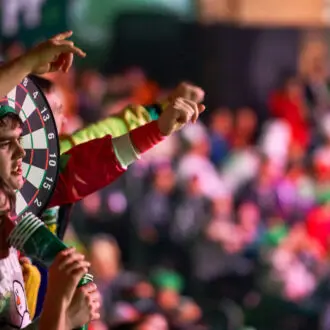Fans in the crowd at the World Matchplay Darts.