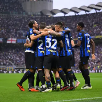 Inter Milan players celebrate.
