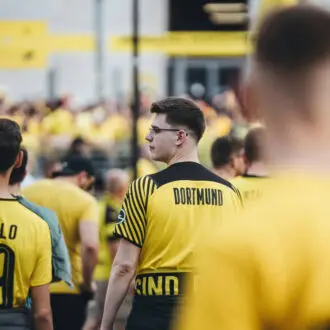 Dortmund fans outside the Signal Iduna Park, Dortmund.