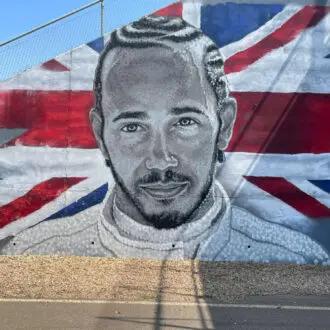 Sir Lewis Hamilton mural at Silverstone, United Kingdom.