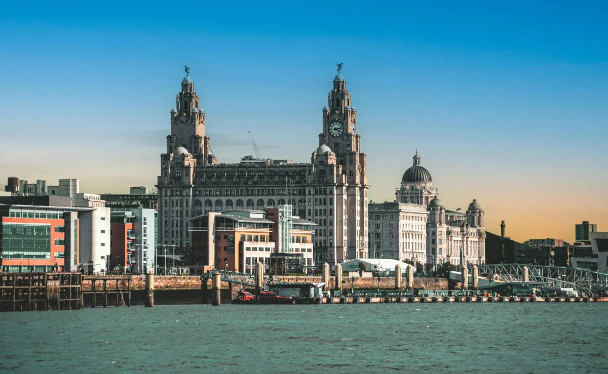 Liverpool City Centre, view of the Liver Building.