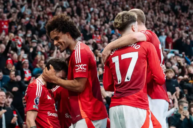 United players celebrating