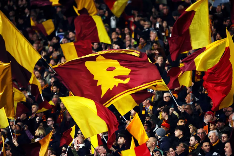 AS Roma flags at the Stadio Olimpico.