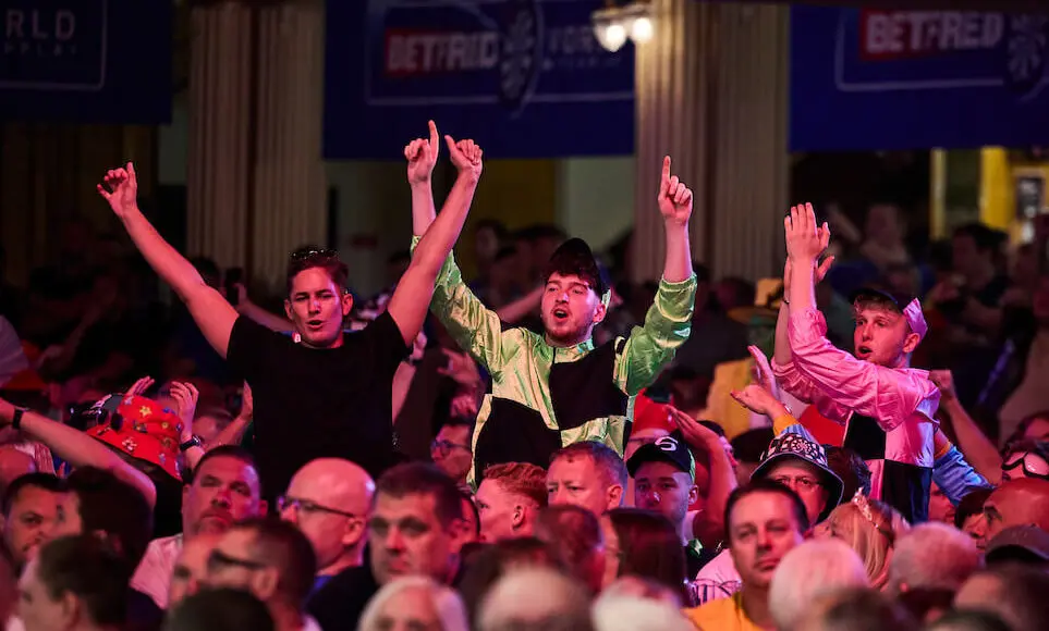 Fans in the crowd for the World Matchplay Darts.