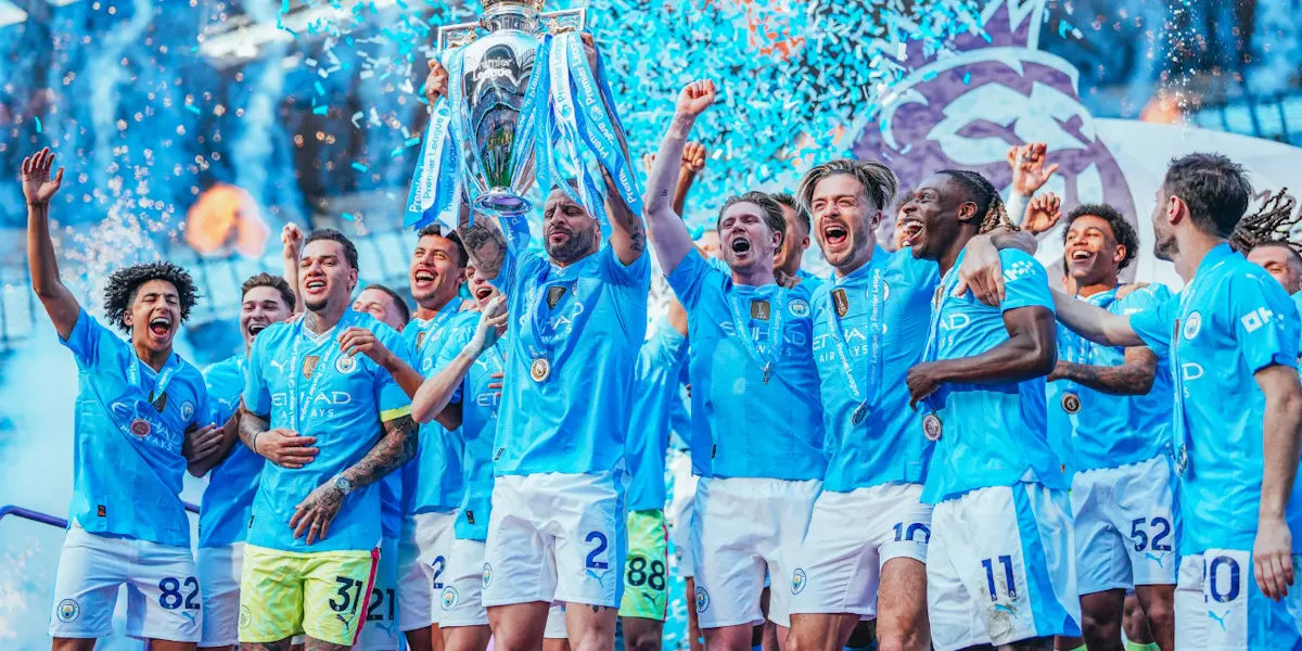 Manchester City players celebrating