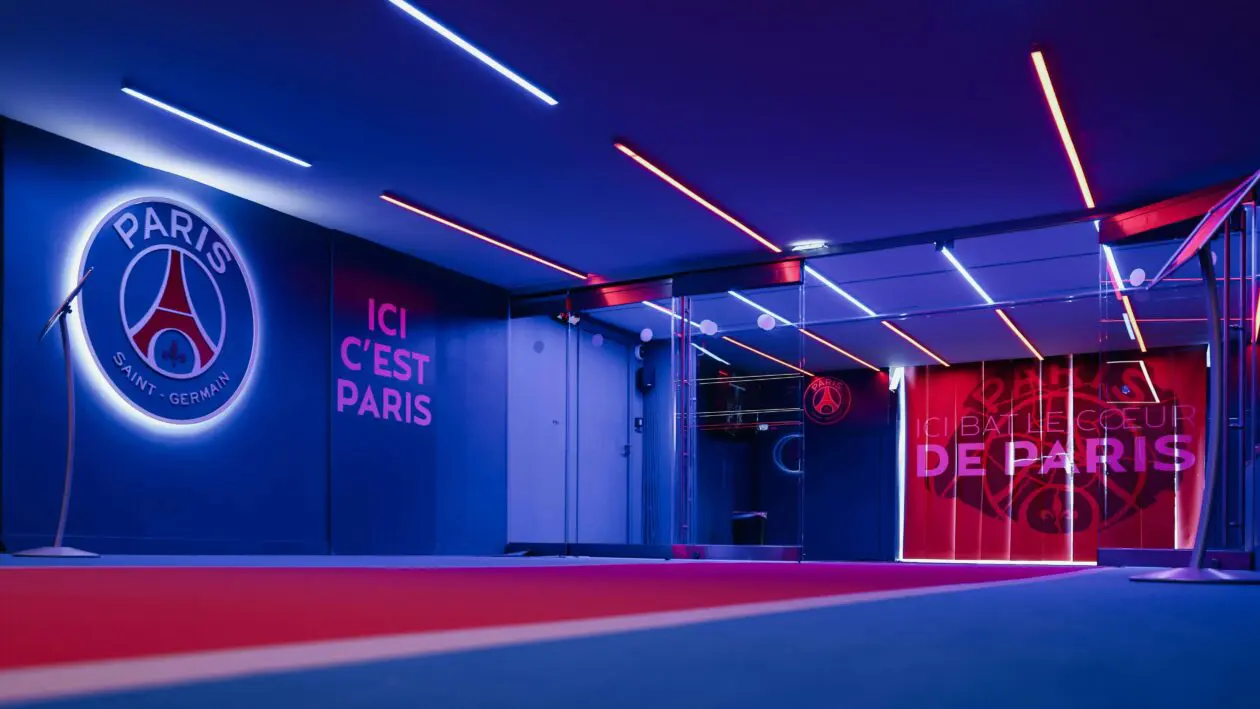 Inside the tunnel at the Parc des Princes, Paris.