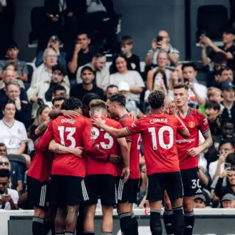United players celebrate against Fulham