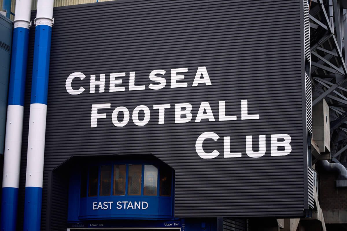 Outside Stamford Bridge Stadium, home of Chelsea FC.