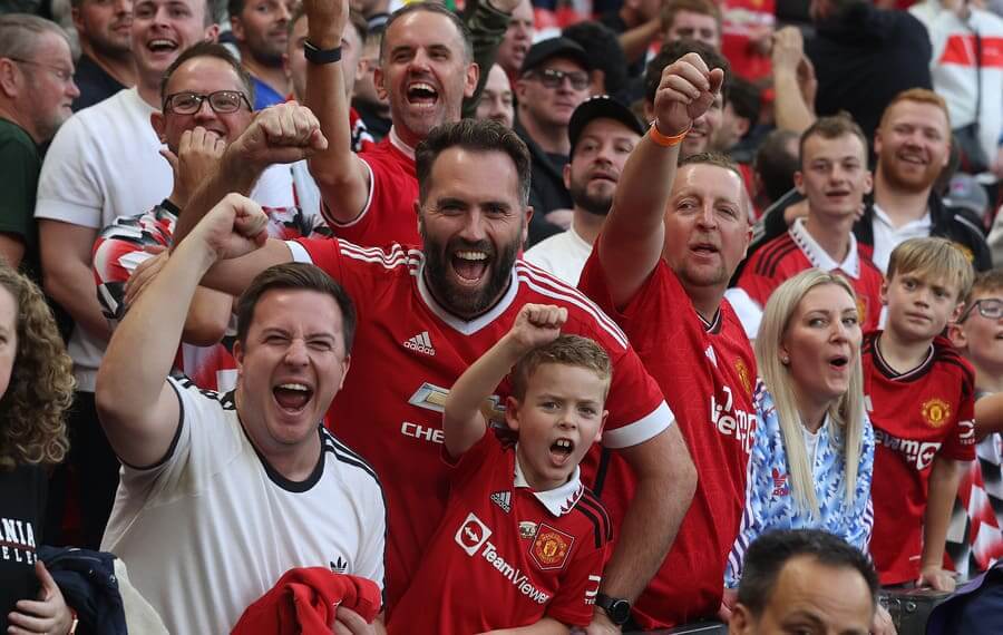 Manchester United fans celebrating
