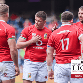 Lions Tour players in conversation.