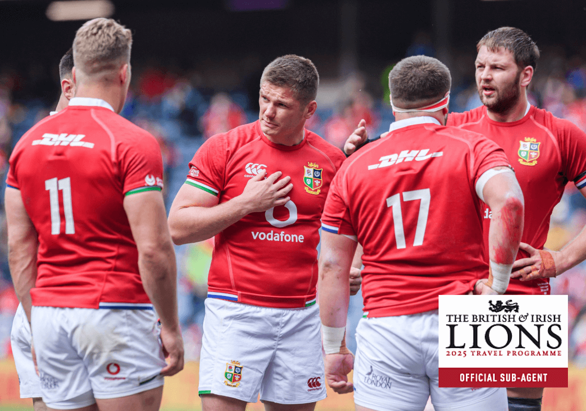 Lions Tour players in conversation.