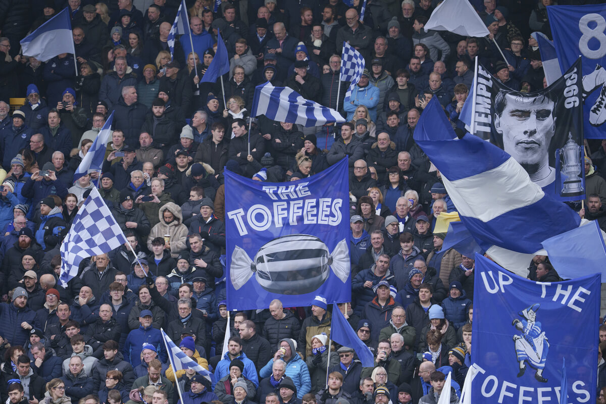 Everton fans celebrating.