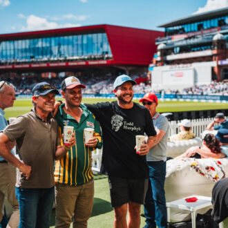 Fans at Emirates Old Trafford soaking up the summer sunshine at the cricket.