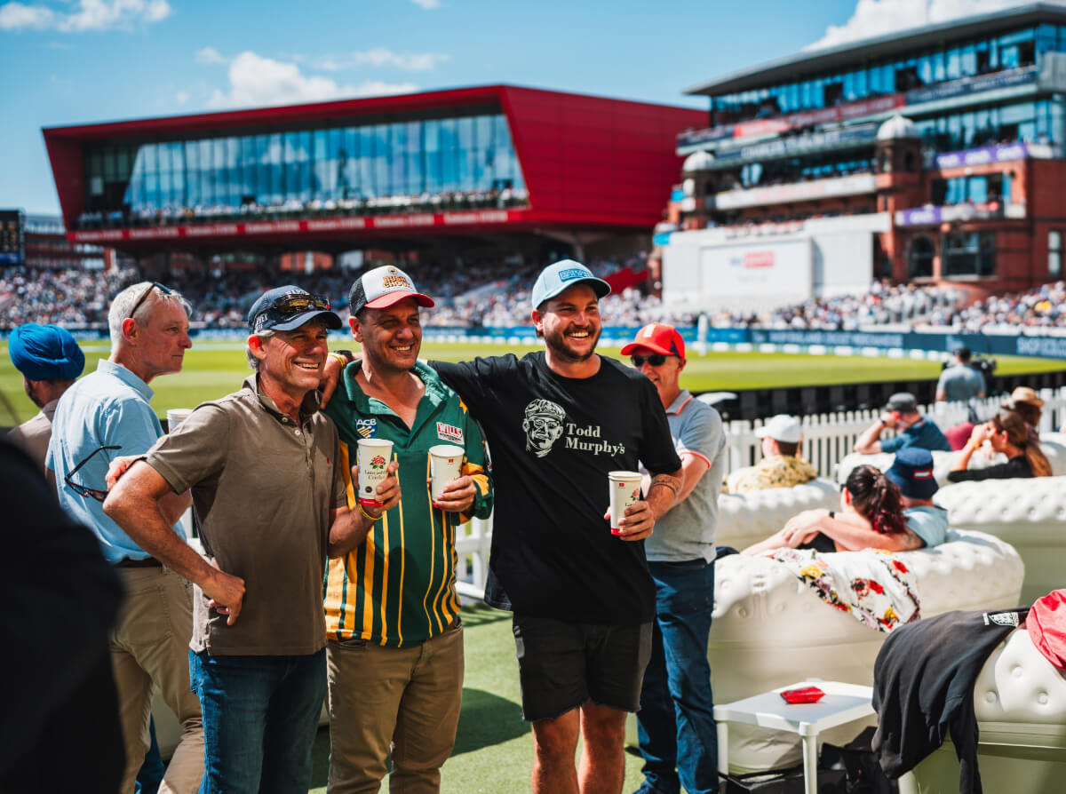 Fans at Emirates Old Trafford soaking up the summer sunshine at the cricket.