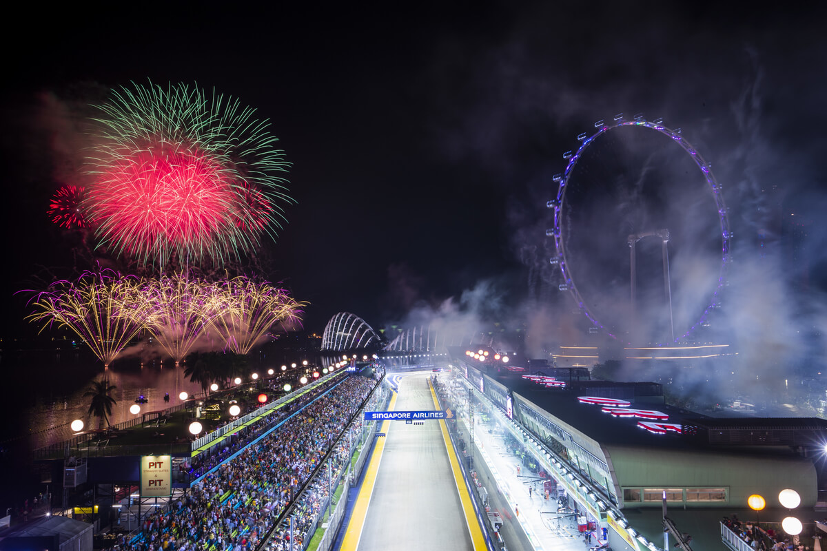 End of race fireworks at the Singapore Grand Prix.