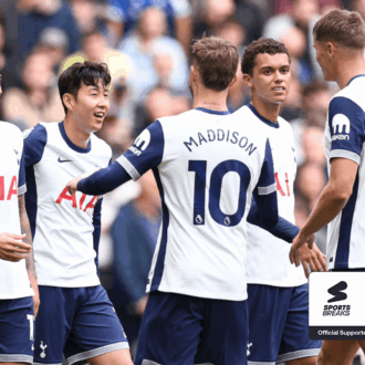 Tottenham Hotspur players celebrating a goal.
