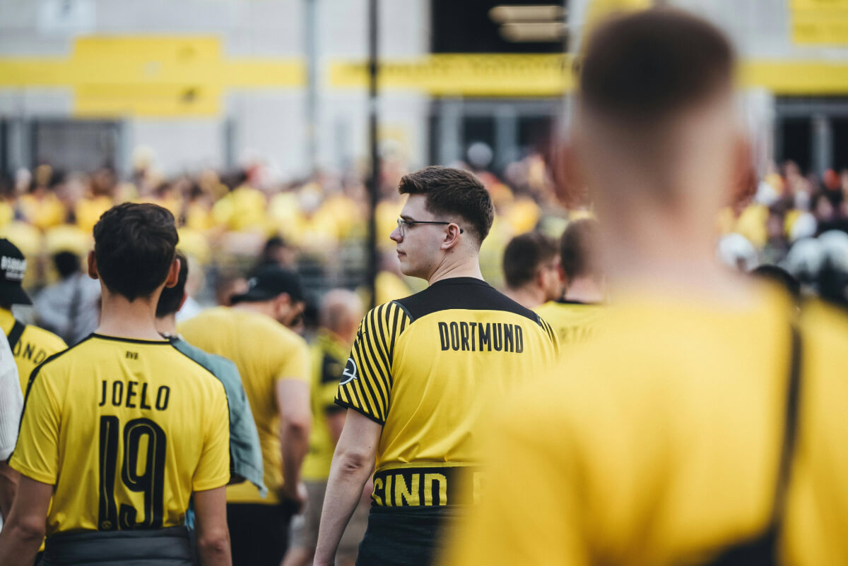Dortmund fans outside the Signal Iduna Park, Dortmund.